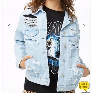 Forever 21 ripped jean jacket